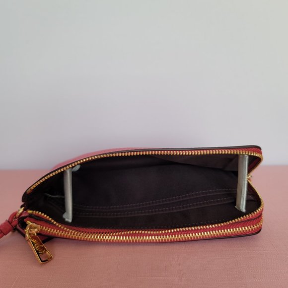 COACH Dempsey Double Zip Wristlet with Patch - Fuchsia color 🎈$98. ⭐ - Picture 15 of 16